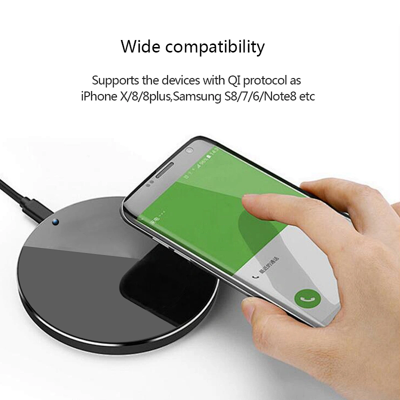 Factory Wholesale quick Charger 10W 7.5W output Qi Standard Wireless Charger for small phone