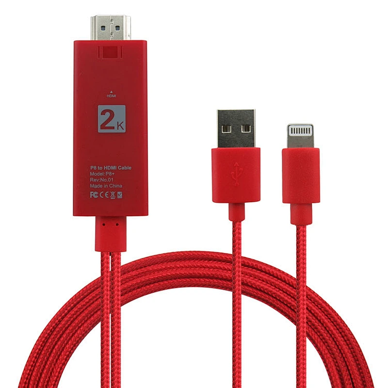 High Quality nylon braided weave 1080P HDTV Digital AV Adapter With Charging Cable for iPhone 7
