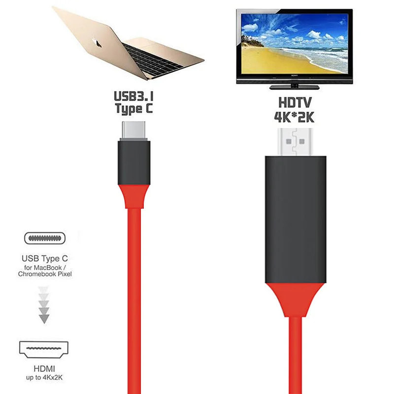 Ready stock 4k support 2960*1440 hd aideo type c hdtv cable for galaxy s8 macbook
