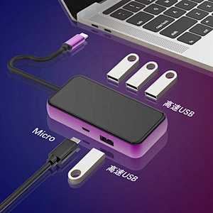 Multifunction Card Reader Four USB 3.0 Ports Type C 5 in 1 Combo Hub For Macbook