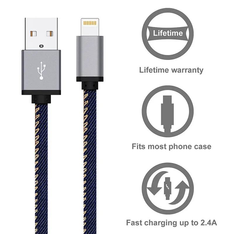 2 Meter Nylon Braided Usb Charger Cable For Apple/iPhone 6 6S / Xs/Xs Max/X/8