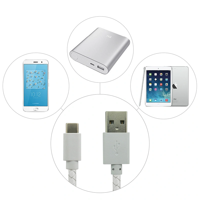 5V 2.4A PET braided USB Type C 3.1 to USB 2.0 super speed Charger cable