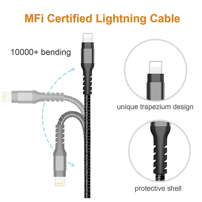 OEM Custom Logo Mfi 3FT Charging Data Cable For iPhone X/8/6S