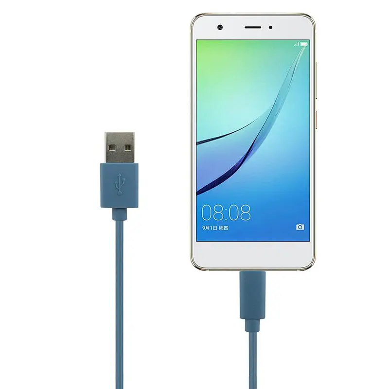 Light blue 2.4 A Nylon Micro Cable Charging and Data Transfer Micro USB Cable For Android Mobile Devices