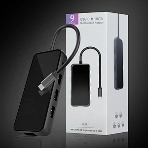C type to PD + USB3.0 * 3 + HDTV +SD + TF + audio Gigabit Ethernet docking station 9 in 1 charging USB 3.0 hub