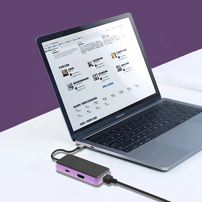 High Speed 6 in 1 USB3.0 RJ45 PD Charging Port USB C Adapter Hub
