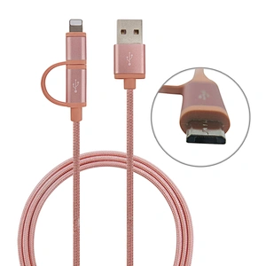 Custom Logo Nylon Braided 2In 1 Charging Cable