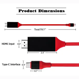 Ready stock 4k support 2960*1440 hd aideo type c hdtv cable for galaxy s8 macbook