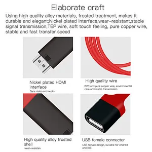 USB C Micro USB Cable Adapter Plug and Play HDTV cable For Apple phone 7 6s Plus IOS