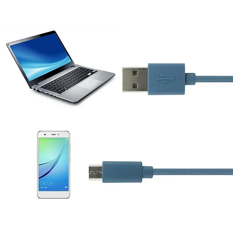 Light blue 2.4 A Nylon Micro Cable Charging and Data Transfer Micro USB Cable For Android Mobile Devices