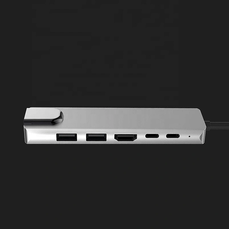6 in 1 usb-c usb type-c hub type c to usb with HDTV rj45 PD3.0 charging adapter manufacturer factory