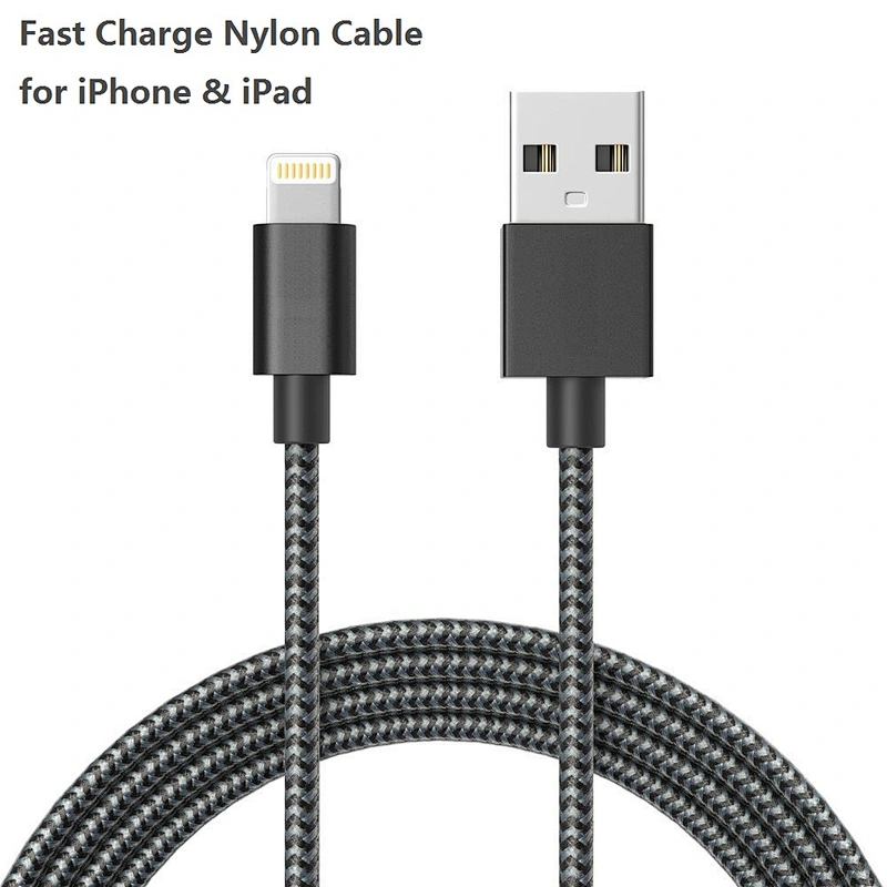 2019 China Factory custom logo Double Nylon braided 2.1A Fast Quick MFi Certified Charge USB Data Cable For iPhone X/xs/8/7/6/5s