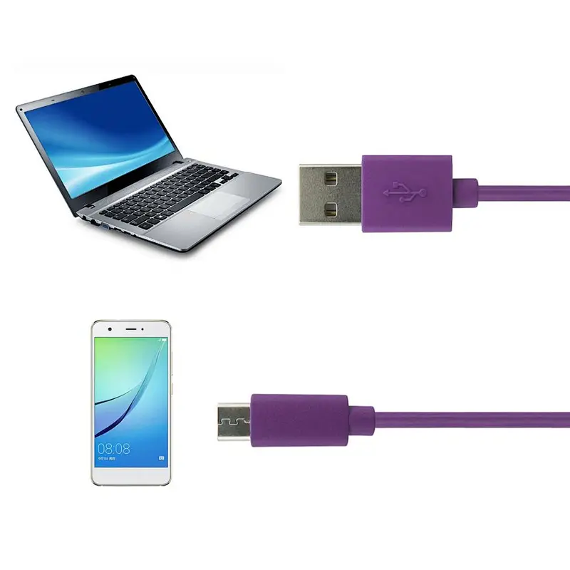 purple 2.4 A  Micro Cable Charging and Data Transfer Micro USB Cable For Android Mobile Devices