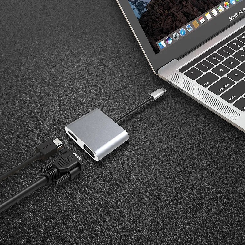 2 in 1 laptop type c to HDTV VGA 4K 2K 1080P USB hub 3.0 3.1 hub USB Adapter