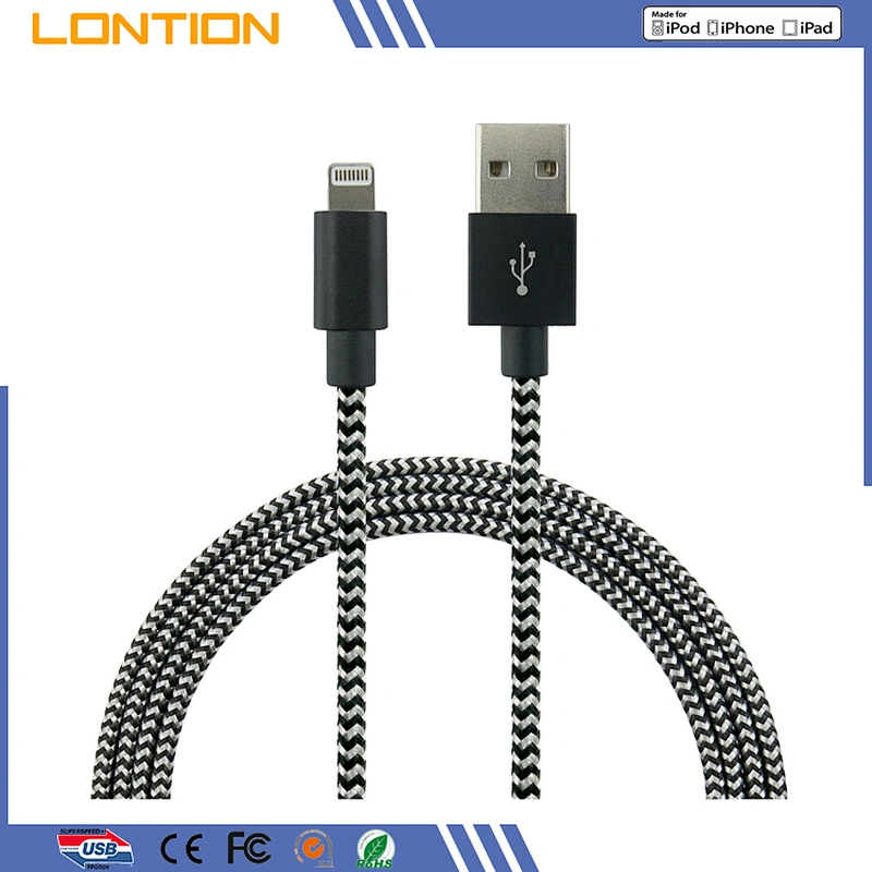 2019 China Factory custom logo Double Nylon braided 2.1A Fast Quick MFi Certified Charge USB Data Cable For iPhone X/xs/8/7/6/5s