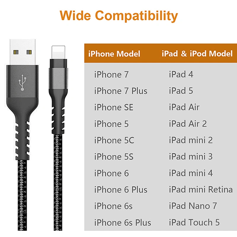 OEM Custom Logo Mfi 3FT Charging Data Cable For iPhone X/8/6S