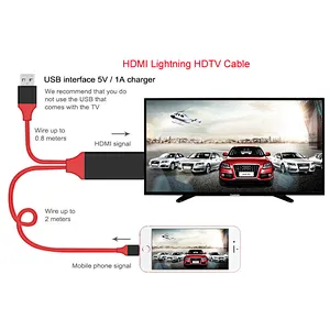 8pin cable 2M AV TV HDTV Adapter Cable For iPad/iPhone 5S 6 6P 6S 8 8PLUS With USB Charger Cable