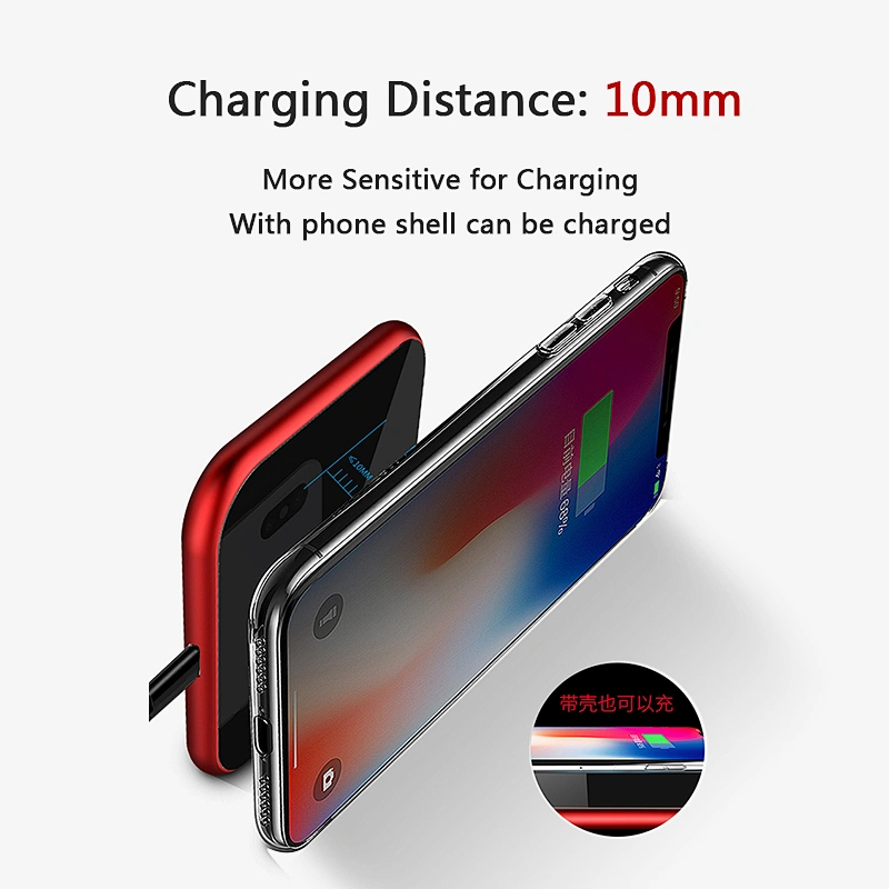 Hot sale QI Wireless Charger for iphone transparent LED flashing portable charging station for Samsung phones charging pad