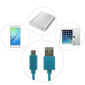 Blue 2.4 A Nylon Micro Cable Charging and Data Transfer Micro USB Cable For Android Mobile Devices