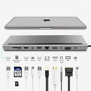 Usb C Hub 11 in 1 For Thunderbolt 3 Adapter Usb For Macbook Transfering Multi Type c Port