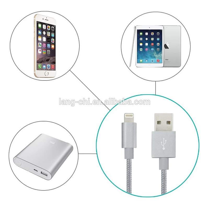 MFI certified manufacturer 1meter braided mfi usb cable for iphone