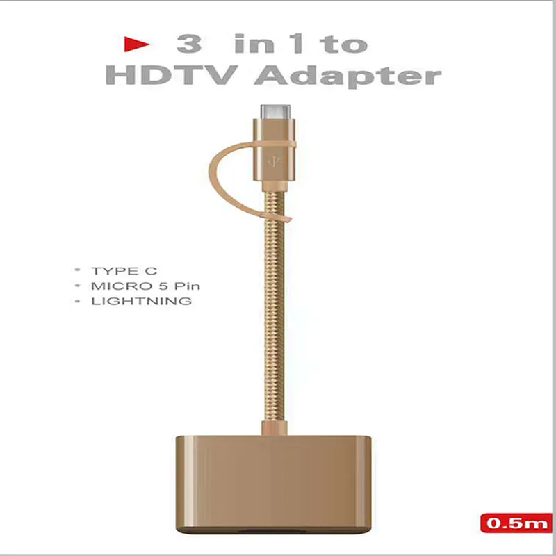 Universal MICRO CABLE HD MI hdtv adapter for IOS type-c Android Samsung S7 S6 mobile to TV BOX