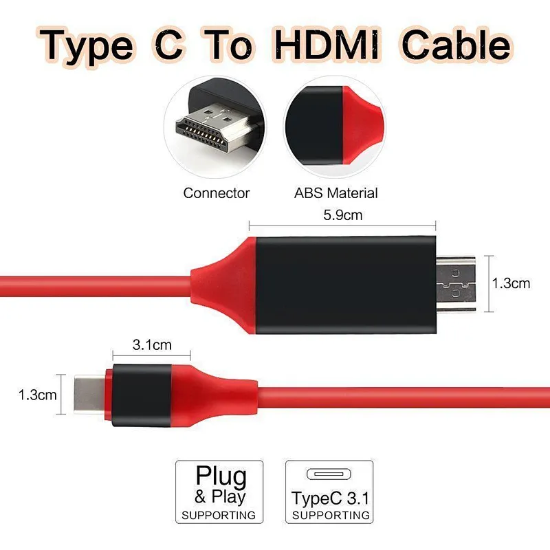 type c to hdtv hdm-i cable Supports up to 4K 3D 3840 x 2160 60Hz for huawei mate 10