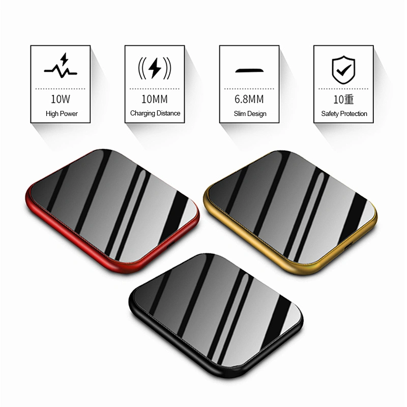 Hot sale QI Wireless Charger for iphone transparent LED flashing portable charging station for Samsung phones charging pad