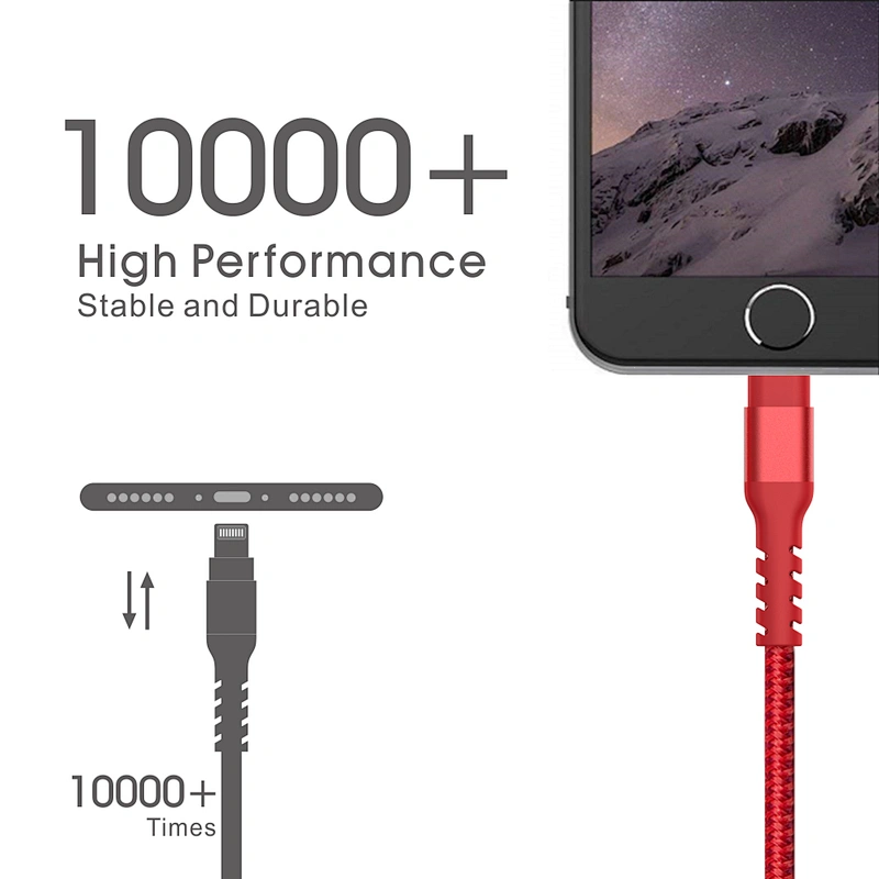 3Ft Fast Usb Charger Cable For iPhone X, Nylon Cable For Apple 7/8