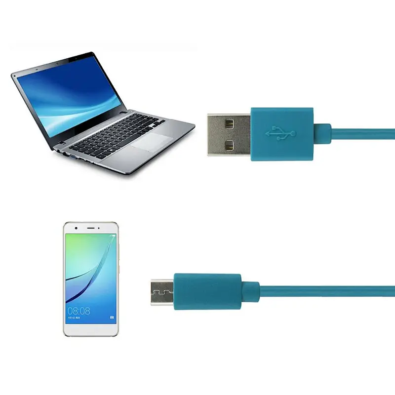 Blue 2.4 A Nylon Micro Cable Charging and Data Transfer Micro USB Cable For Android Mobile Devices