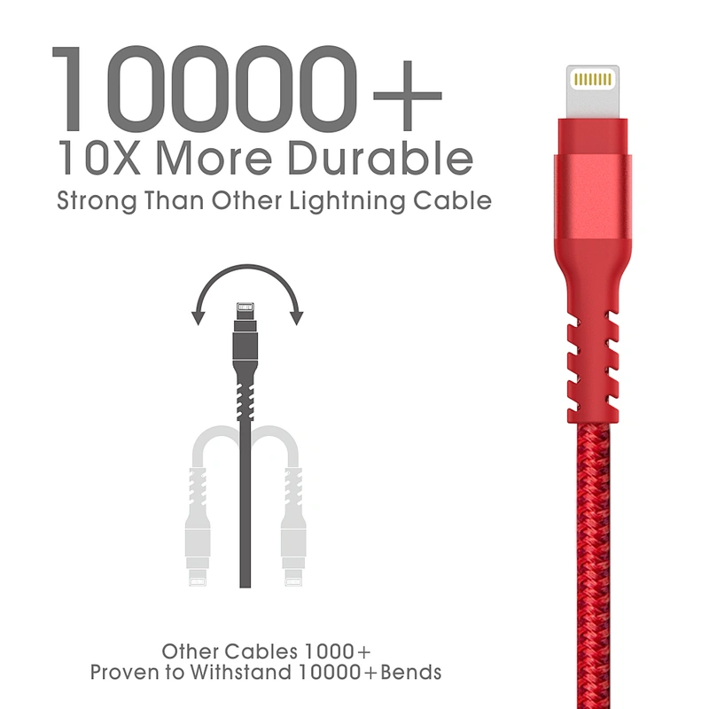 3Ft Fast Usb Charger Cable For iPhone X, Nylon Cable For Apple 7/8