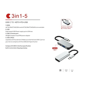 3 in 1 Port Type c Hub to HDTV Adapter USB Charging Hub