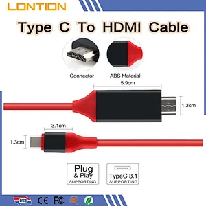 Ready stock 4k support 2960*1440 hd aideo type c hdtv cable for galaxy s8 macbook