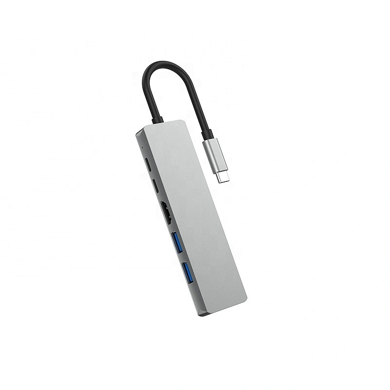 6 in 1 usb-c usb type-c hub type c to usb with HDTV rj45 PD3.0 charging adapter manufacturer factory