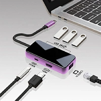 High Speed 6 in 1 USB3.0 RJ45 PD Charging Port USB C Adapter Hub