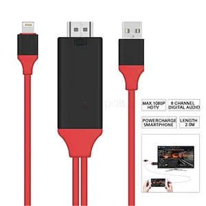 8pin cable 2M AV TV HDTV Adapter Cable For iPad/iPhone 5S 6 6P 6S 8 8PLUS With USB Charger Cable