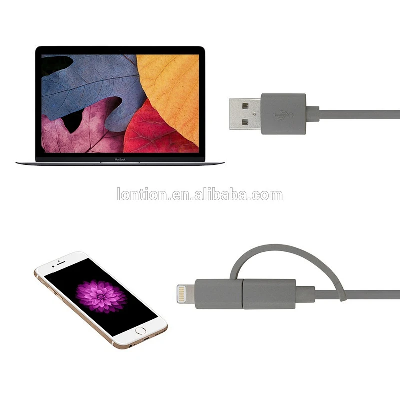 The new OEM/ODM 2 in 1 MFI certified manufacturer android For iphone genuine Lightni port data cable