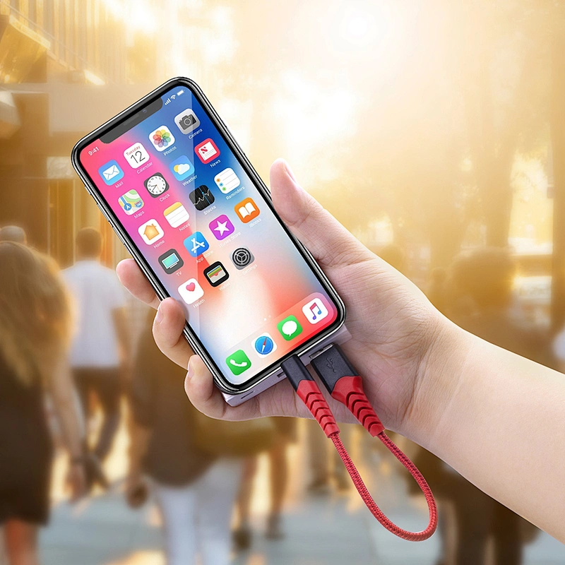 Short Double Braided Nylon Usb Charging Cord For iPhone X 7 7Plus 6S