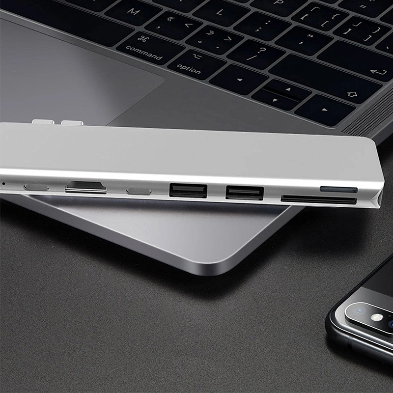 7in2 USB-C HUB USB3.0*2+PD Charging+ USB C /F + SD &TF card reader