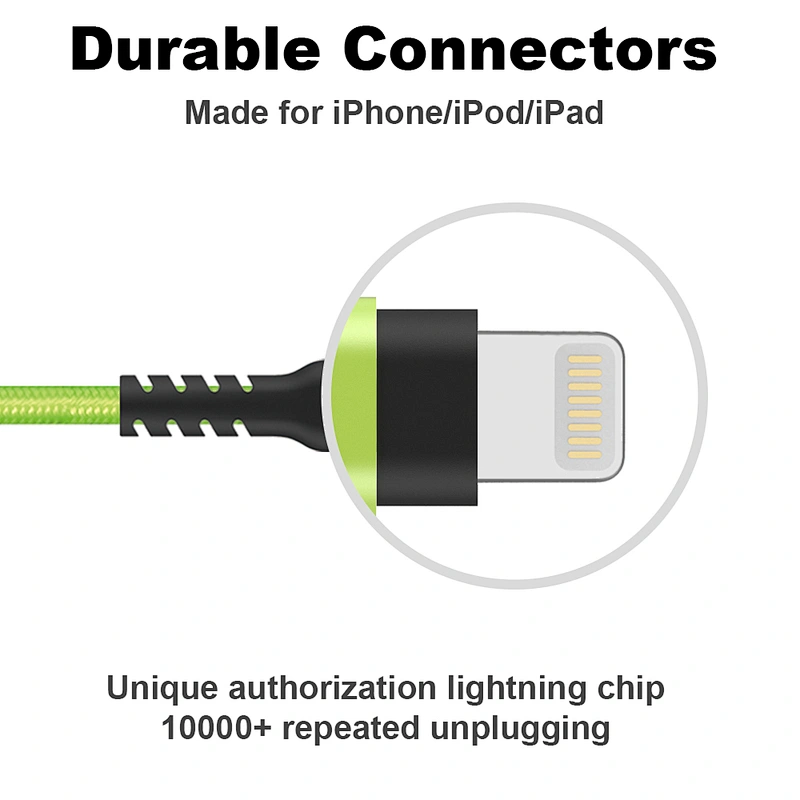 Mfi Certified Nylon Braided Charger Cord Cable For iPhone Xs/Xs Max/X/8/7/6