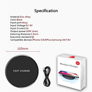 wireless charger Qi wireless charger pad for iPhone X Samsung 10W 9V 2A 5V 2A