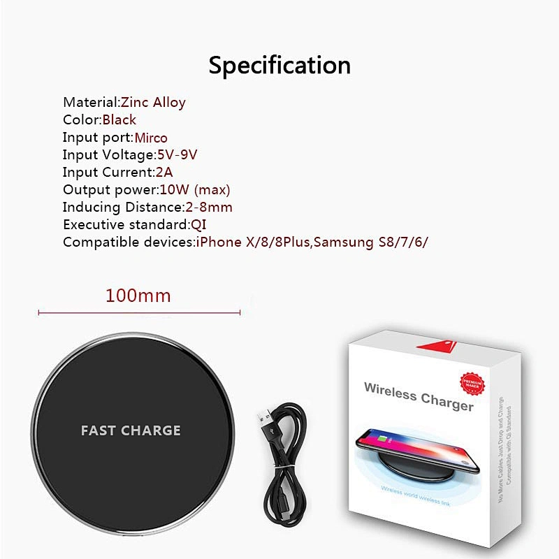 wireless charger Qi wireless charger pad for iPhone X Samsung 10W 9V 2A 5V 2A