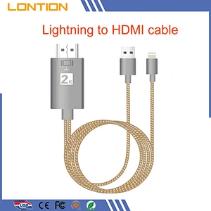 High Quality nylon braided weave 1080P HDTV Digital AV Adapter With Charging Cable for iPhone 7