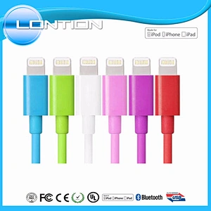 2015 rainbow colorful mfi certificated usb charger cable with ABS or PVC moulding for iphone