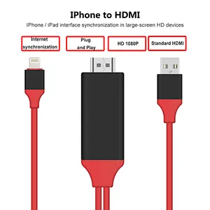 8pin cable 2M AV TV HDTV Adapter Cable For iPad/iPhone 5S 6 6P 6S 8 8PLUS With USB Charger Cable