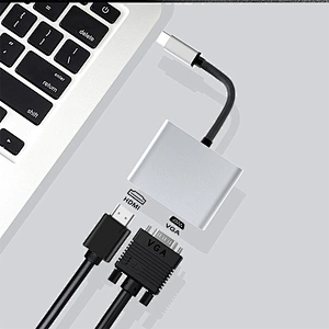 Aluminum usb c hub,2 in 1 USB C TO HDMI+VGA