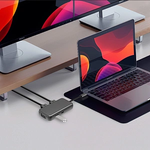 Multifunction type c hub 5 in 1 Dual HDMI USB c hub,2HDMI +VGA usb c hub
