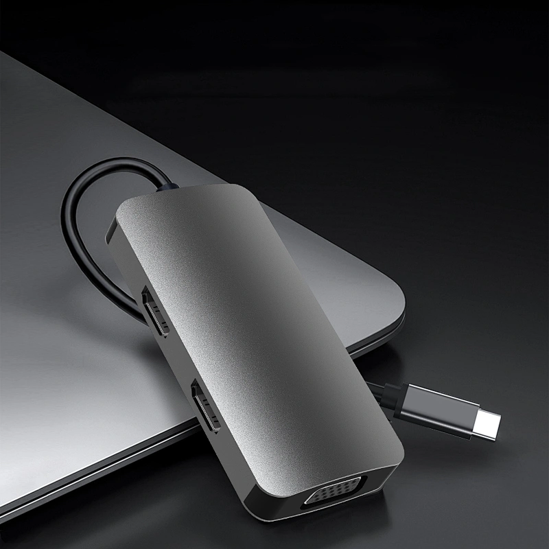 Multifunction MST Dual HDMI USB C HUB,5 in 1 type c hub +vga