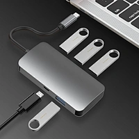 Aluminium USB C HUB,5 in 1 Type c to Micro with USB*4