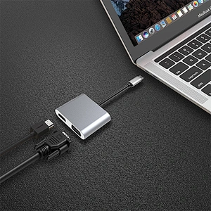 Aluminum usb c hub,2 in 1 USB C TO HDMI+VGA